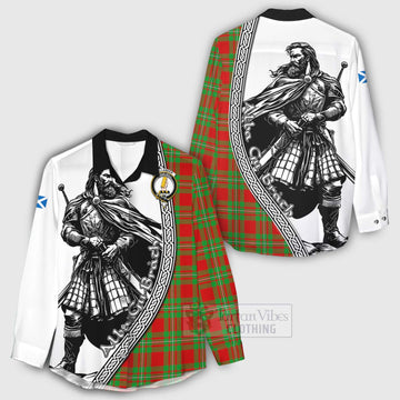 Callander Tartan Clan Crest Women's Casual Shirt with Highlander Warrior Celtic Style - Tartan Vibes Clothing