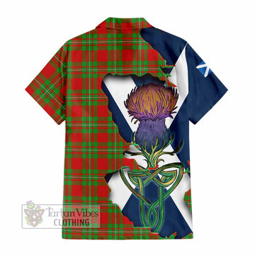 Tartan Vibes Clothing Callander Tartan Family Crest Short Sleeve Button Shirt Scottish Thistle Celtic Inspired