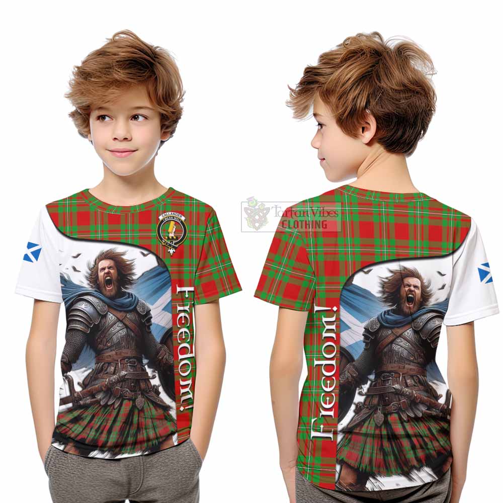 Tartan Vibes Clothing Callander Crest Tartan Kid T-Shirt Inspired by the Freedom of Scottish Warrior
