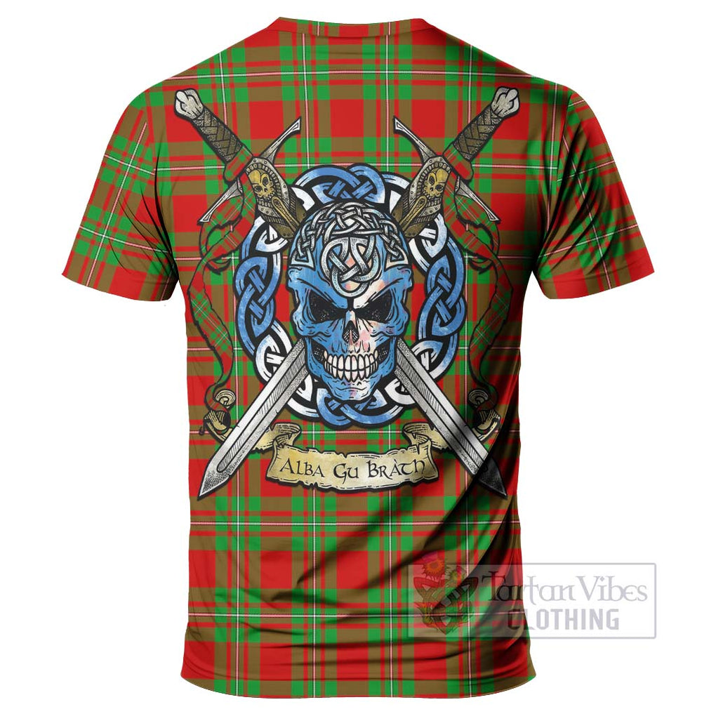 Tartan Vibes Clothing Callander Tartan T-Shirt with Family Crest Celtic Skull Style