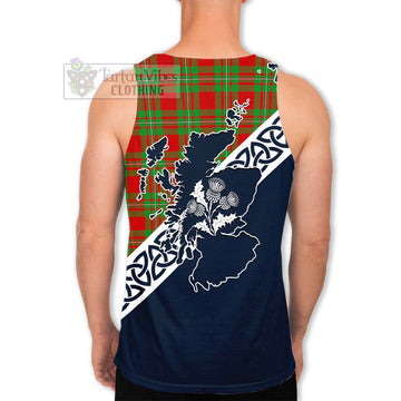 Callander Tartan Men's Tank Top Featuring Thistle and Scotland Map - Tartan Vibes Clothing