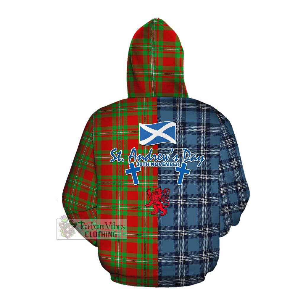 Callander Tartan Cotton Hoodie Happy St. Andrew's Day Half Tartan Style Pullover Hoodie - Tartan Vibes Clothing