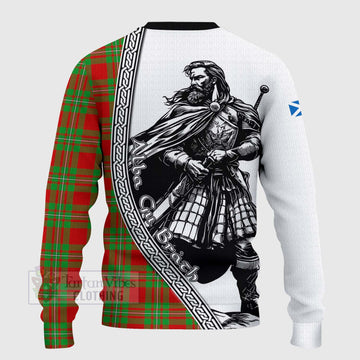 Callander Tartan Clan Crest Knitted Sweater with Highlander Warrior Celtic Style - Tartan Vibes Clothing
