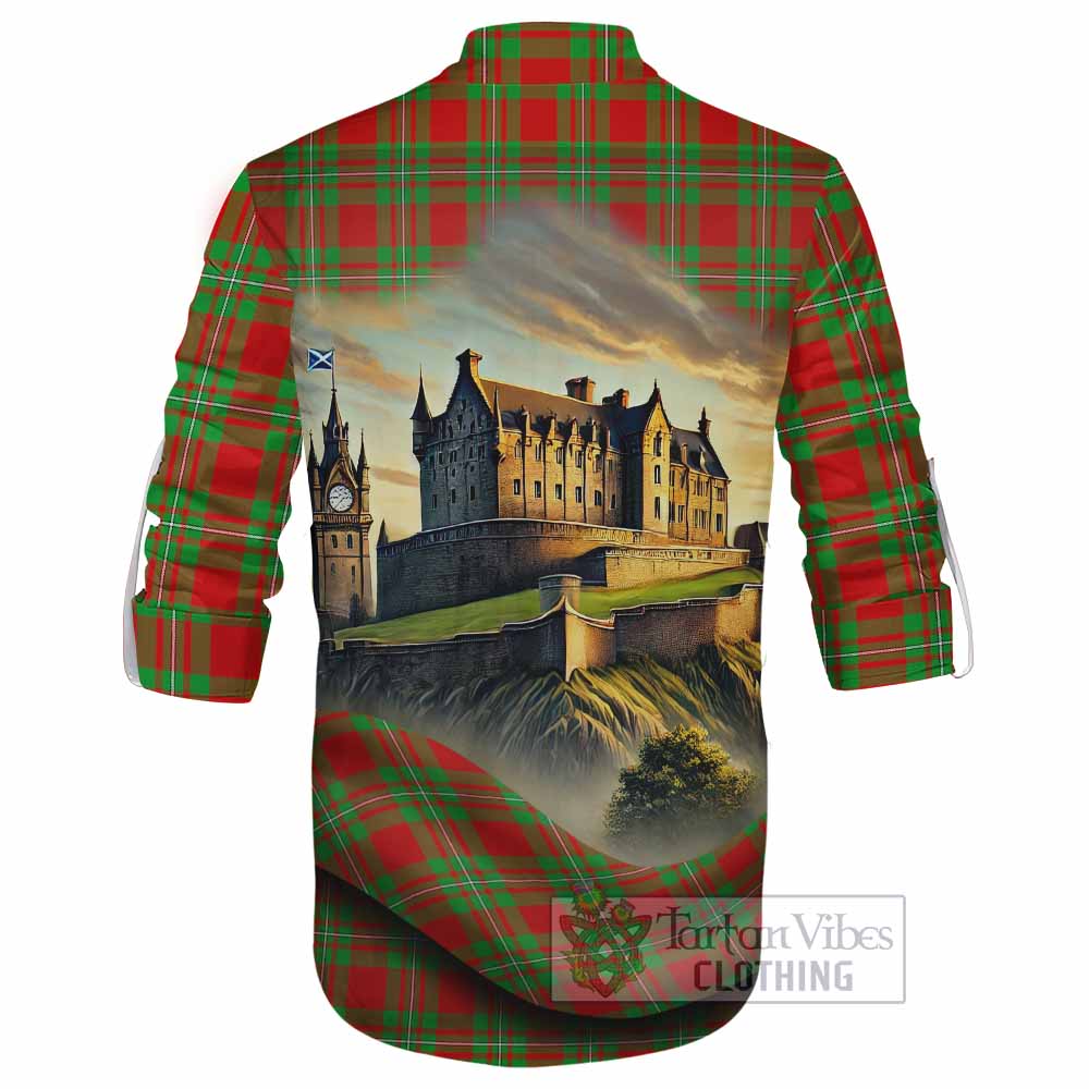 Callander Tartan Family Crest Ghillie Kilt Shirt with Scottish Ancient Castle Style - Tartan Vibes Clothing
