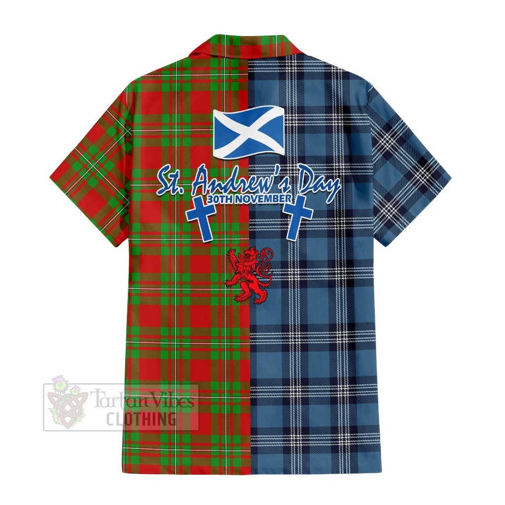 Callander Tartan Hawaiian Shirt Happy St. Andrew's Day Half Tartan Style - Tartan Vibes Clothing