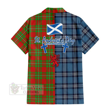 Callander Tartan Hawaiian Shirt Happy St. Andrew's Day Half Tartan Style - Tartan Vibes Clothing