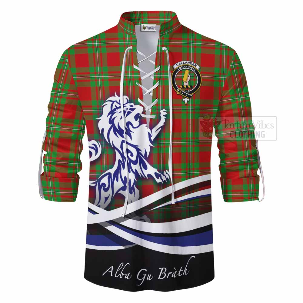Callander Tartan Ghillie Kilt Shirt with Alba Gu Brath Regal Lion Emblem - Tartan Vibes Clothing