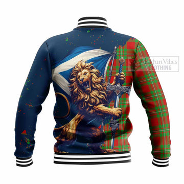 Callander Tartan Family Crest Baseball Jacket with Scottish Majestic Lion - Tartan Vibes Clothing