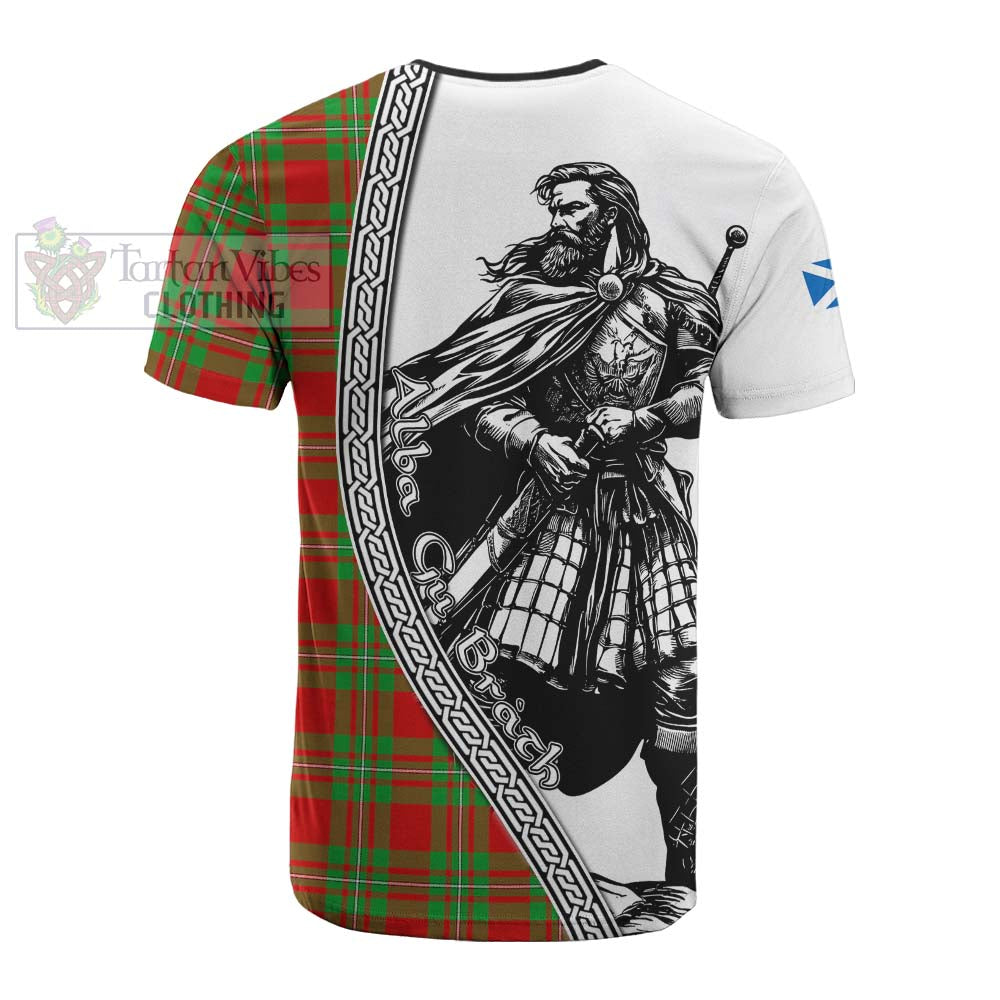 Callander Tartan Clan Crest Cotton T-shirt with Highlander Warrior Celtic Style