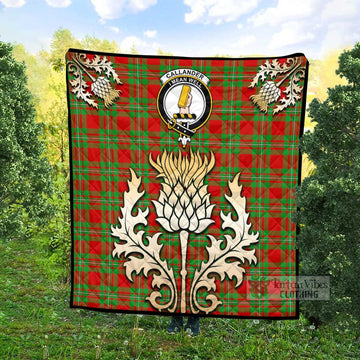 Tartan Vibes Clothing Callander Tartan Quilt with Family Crest and Golden Thistle Style