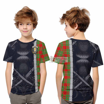 Callander Tartan Kid T-Shirt with Family Crest Cross Sword Thistle Celtic Vibes - Tartan Vibes Clothing