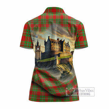Callander Tartan Family Crest Women's Polo Shirt with Scottish Ancient Castle Style - Tartan Vibes Clothing