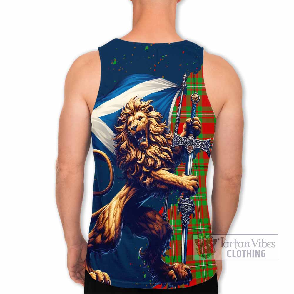 Callander Tartan Family Crest Men's Tank Top with Scottish Majestic Lion - Tartan Vibes Clothing