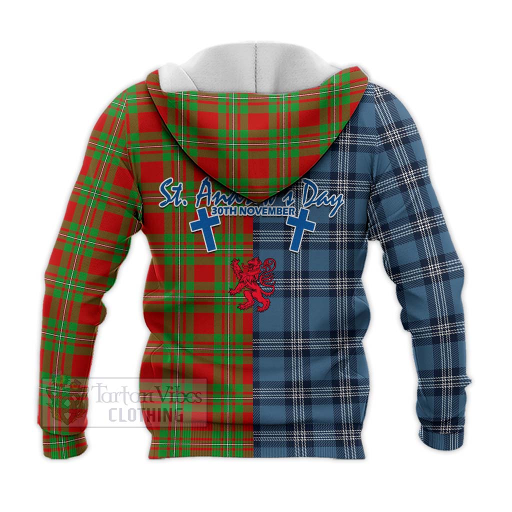 Callander Tartan Knitted Hoodie Happy St. Andrew's Day Half Tartan Style - Tartan Vibes Clothing
