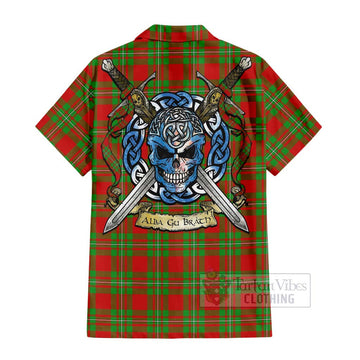 Callander Tartan Hawaiian Shirt with Family Crest Celtic Skull Style - Tartan Vibes Clothing