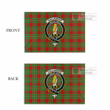 Tartan Vibes Clothing Callander Tartan House Flag with Family Crest