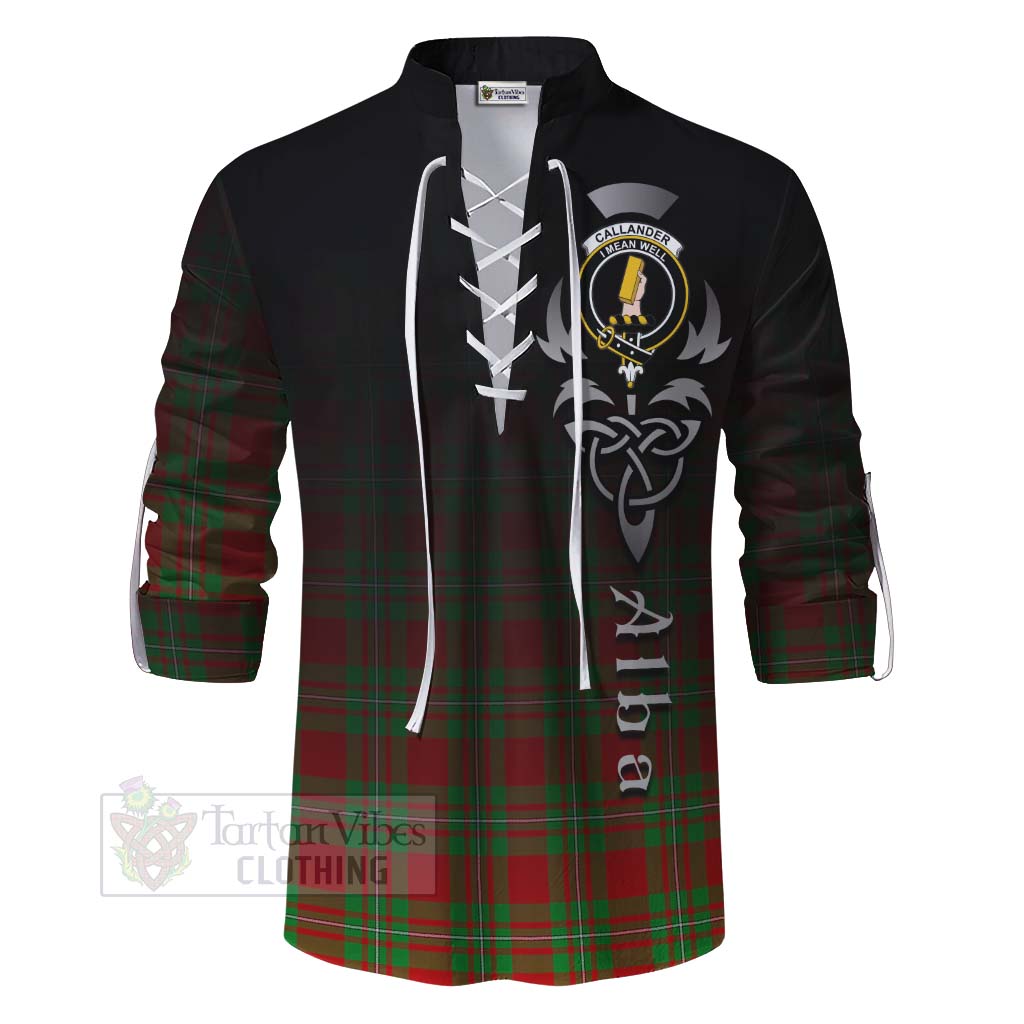 Callander Tartan Ghillie Kilt Shirt Featuring Alba Gu Brath Family Crest Celtic Inspired - Tartan Vibes Clothing