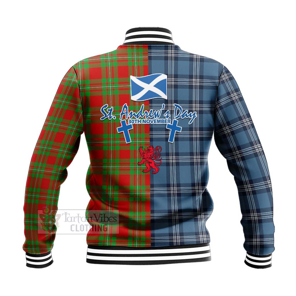 Callander Tartan Baseball Jacket Happy St. Andrew's Day Half Tartan Style - Tartan Vibes Clothing