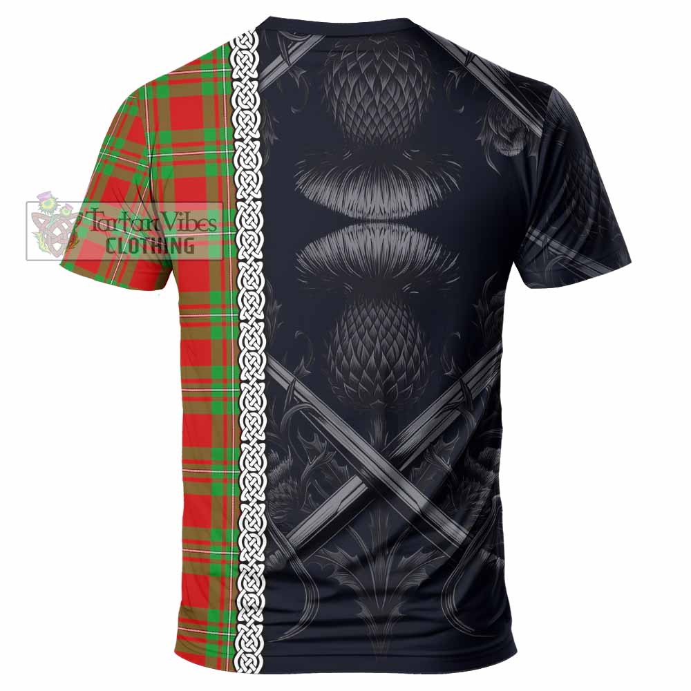 Tartan Vibes Clothing Callander Tartan T-Shirt with Family Crest Cross Sword Thistle Celtic Vibes