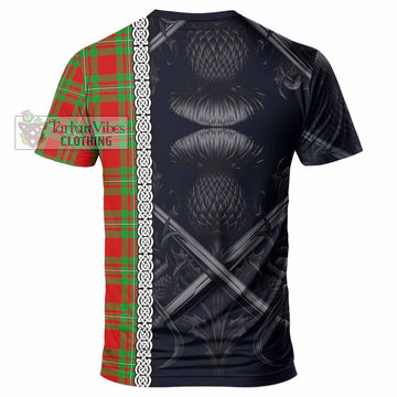 Callander Tartan T-Shirt with Family Crest Cross Sword Thistle Celtic Vibes