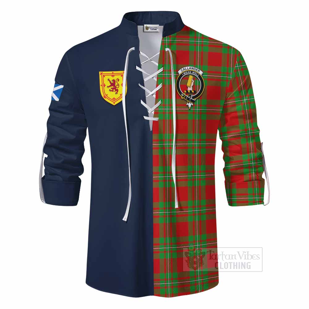 Callander Tartan Ghillie Kilt Shirt Alba with Scottish Lion Royal Arm Half Style - Tartan Vibes Clothing