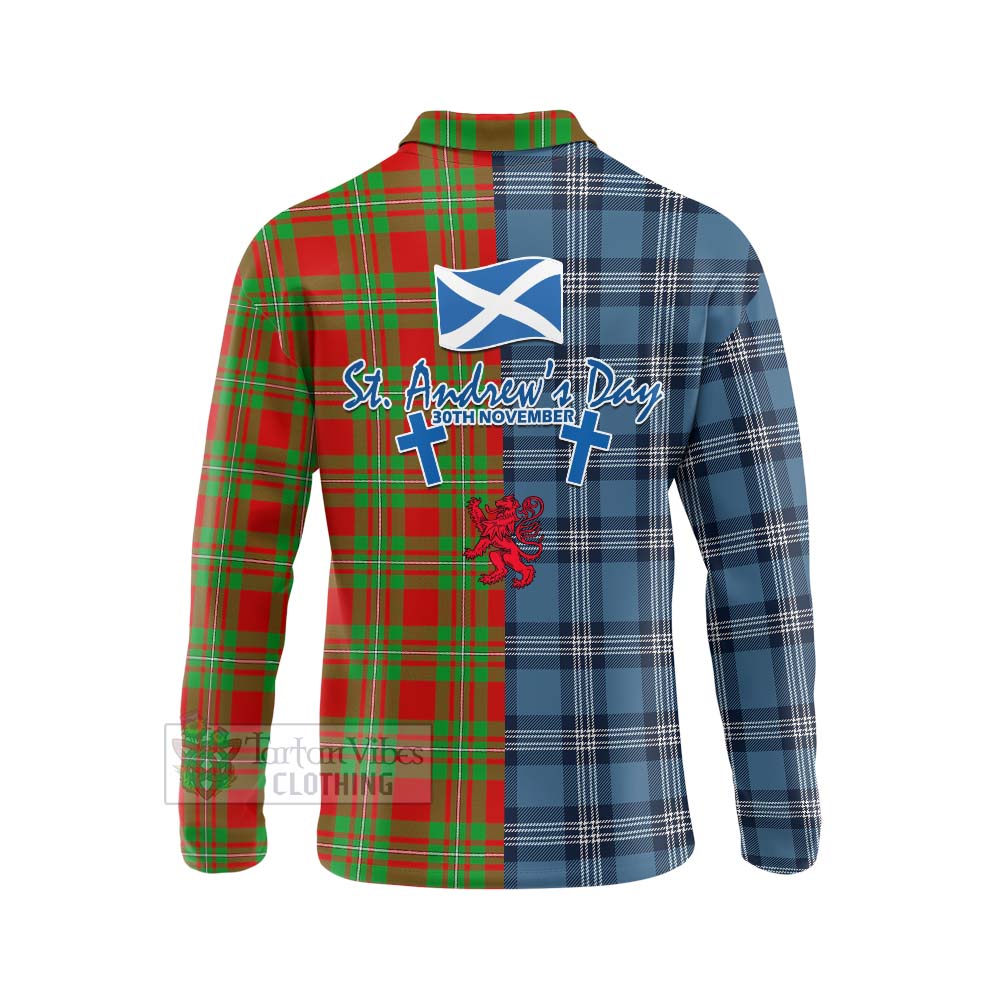 Callander Tartan Long Sleeve Polo Shirt Happy St. Andrew's Day Half Tartan Style - Tartan Vibes Clothing