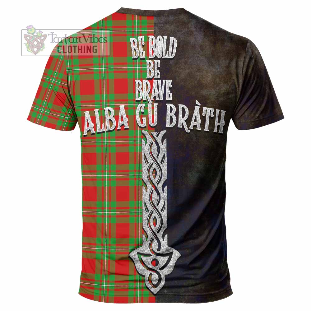 Tartan Vibes Clothing Callander Tartan Family Crest T-Shirt Alba Gu Brath Be Brave Lion Ancient Style