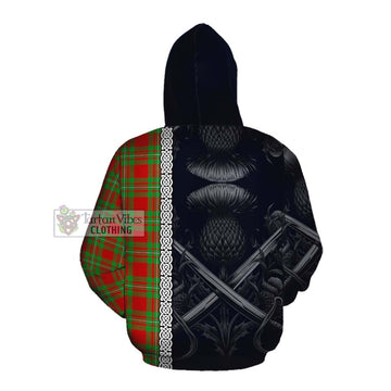 Callander Tartan Cotton Hoodie with Family Crest Cross Sword Thistle Celtic Vibes Pullover Hoodie - Tartan Vibes Clothing