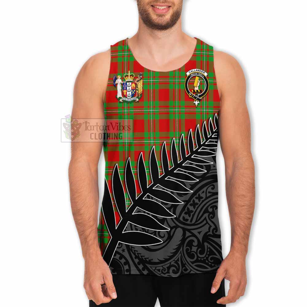 Callander Crest Tartan Men's Tank Top with New Zealand Silver Fern Half Style - Tartan Vibes Clothing