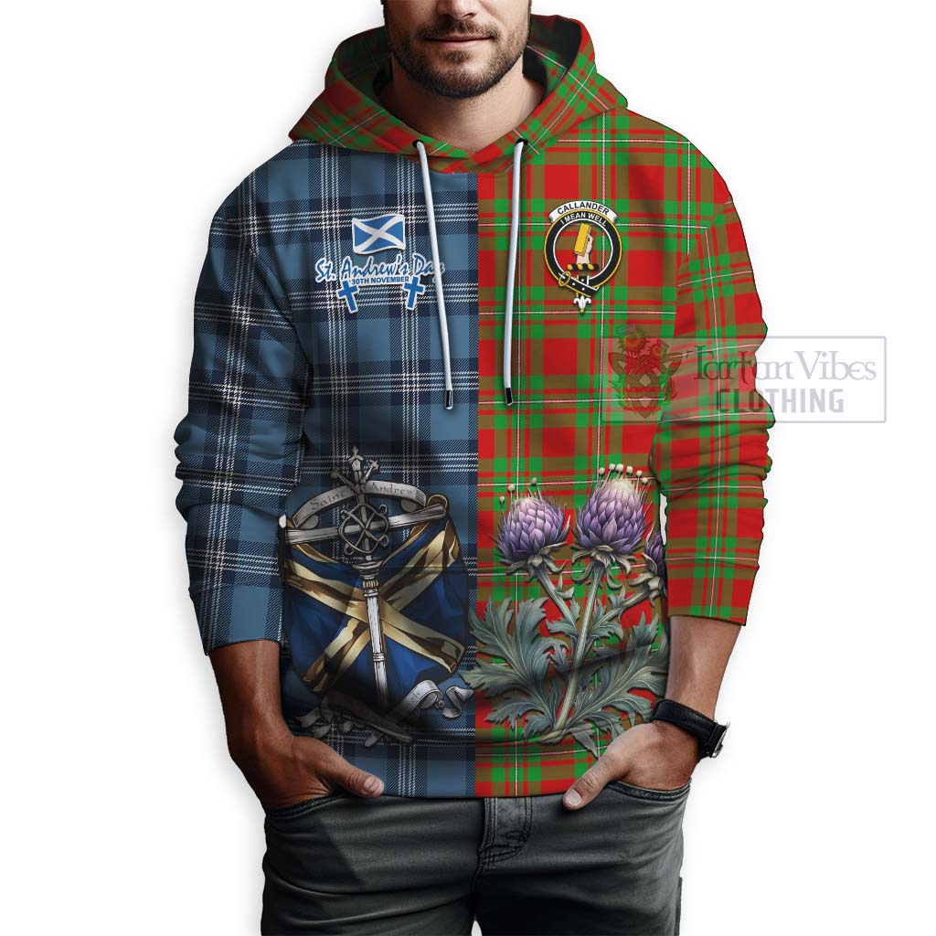 Callander Tartan Hoodie Happy St. Andrew's Day Half Tartan Style - Tartan Vibes Clothing
