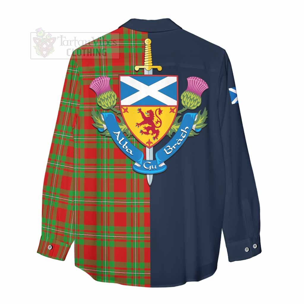 Callander Tartan Women's Casual Shirt Alba with Scottish Lion Royal Arm Half Style - Tartan Vibes Clothing