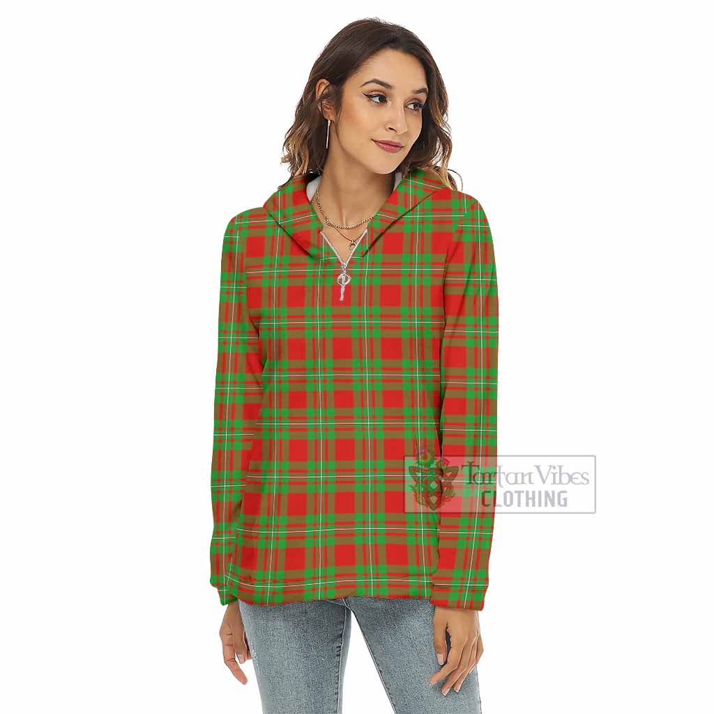Tartan Vibes Clothing Callander Tartan Women's Borg  Half Zip Fleece Hoodie