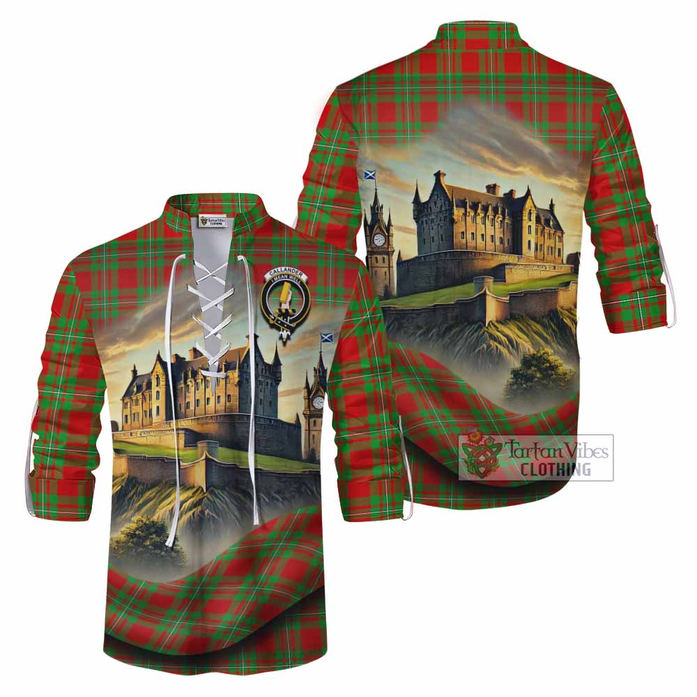 Callander Tartan Family Crest Ghillie Kilt Shirt with Scottish Ancient Castle Style - Tartan Vibes Clothing