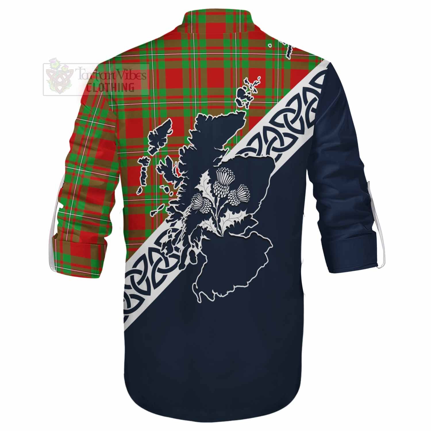 Callander Tartan Ghillie Kilt Shirt Featuring Thistle and Scotland Map - Tartan Vibes Clothing