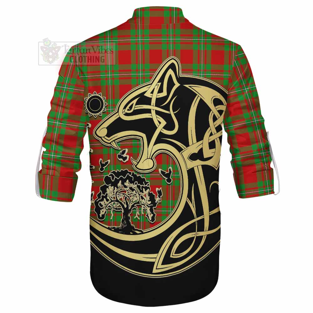 Callander Tartan Ghillie Kilt Shirt with Family Crest Celtic Wolf Style - Tartan Vibes Clothing