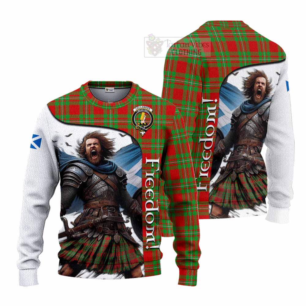 Tartan Vibes Clothing Callander Crest Tartan Knitted Sweater Inspired by the Freedom of Scottish Warrior