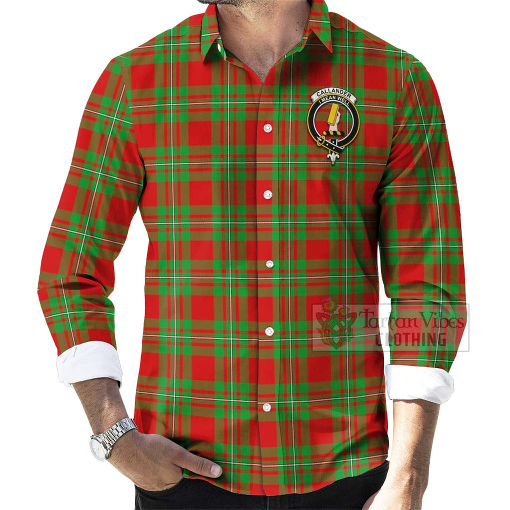 Callander Tartan Long Sleeve Button Shirt with Family Crest Celtic Skull Style - Tartan Vibes Clothing