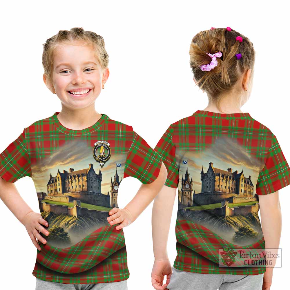 Callander Tartan Family Crest Kid T-Shirt with Scottish Ancient Castle Style - Tartan Vibes Clothing