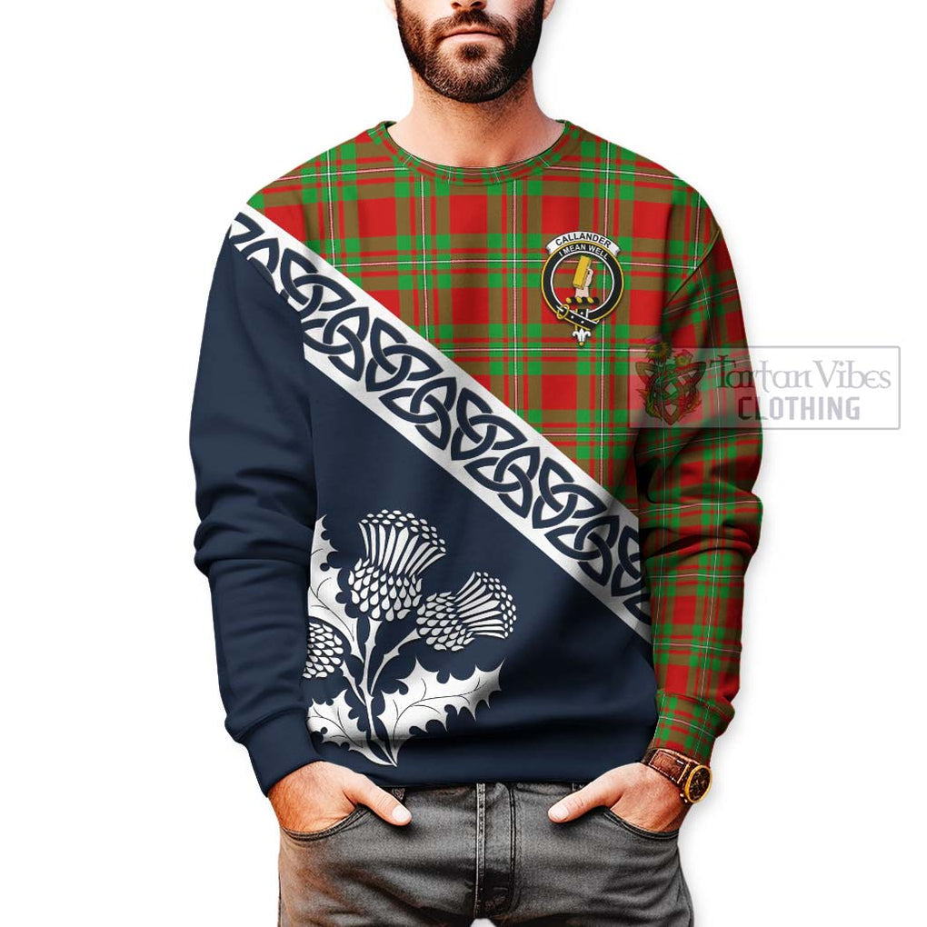 Callander Tartan Sweatshirt Featuring Thistle and Scotland Map - Tartan Vibes Clothing