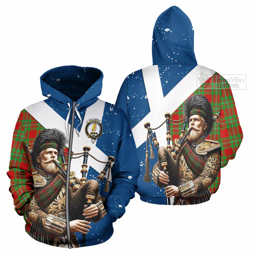 Callander Tartan Hoodie with Family Crest Scottish Bagpiper Vibes - Tartan Vibes Clothing