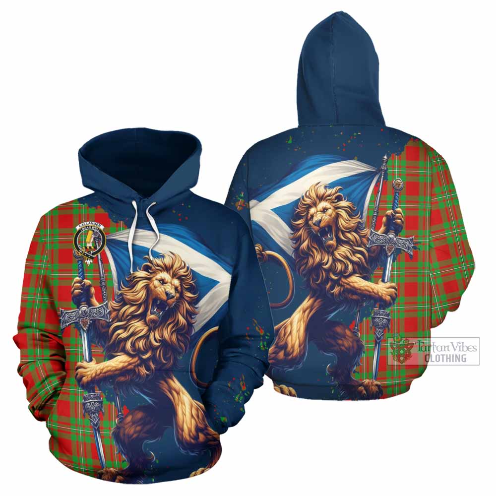 Callander Tartan Family Crest Hoodie with Scottish Majestic Lion - Tartan Vibes Clothing