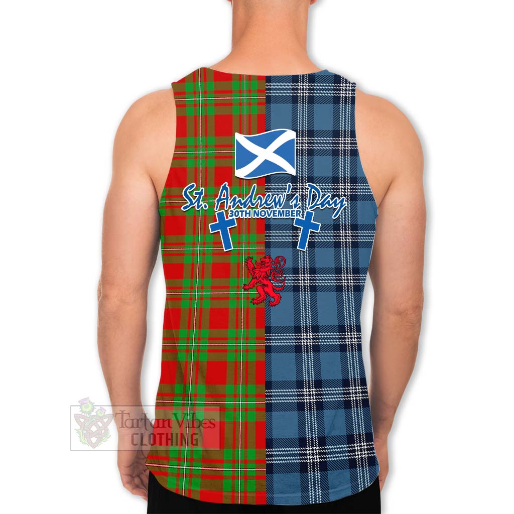 Callander Tartan Men's Tank Top Happy St. Andrew's Day Half Tartan Style - Tartan Vibes Clothing