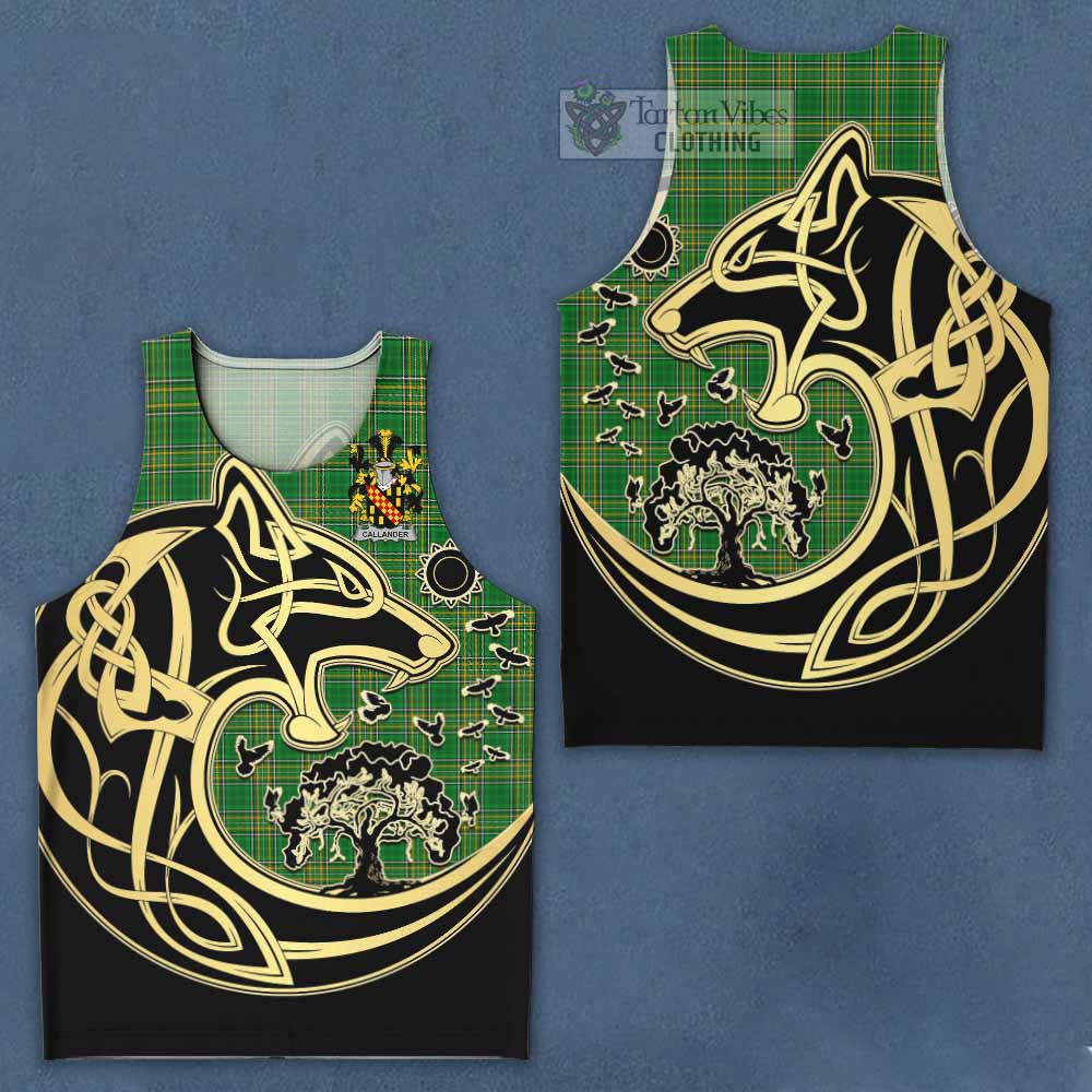 Callander Irish Tartan Men's Tank Top with Coat of Arms Celtic Wolf Style - Tartan Vibes Clothing