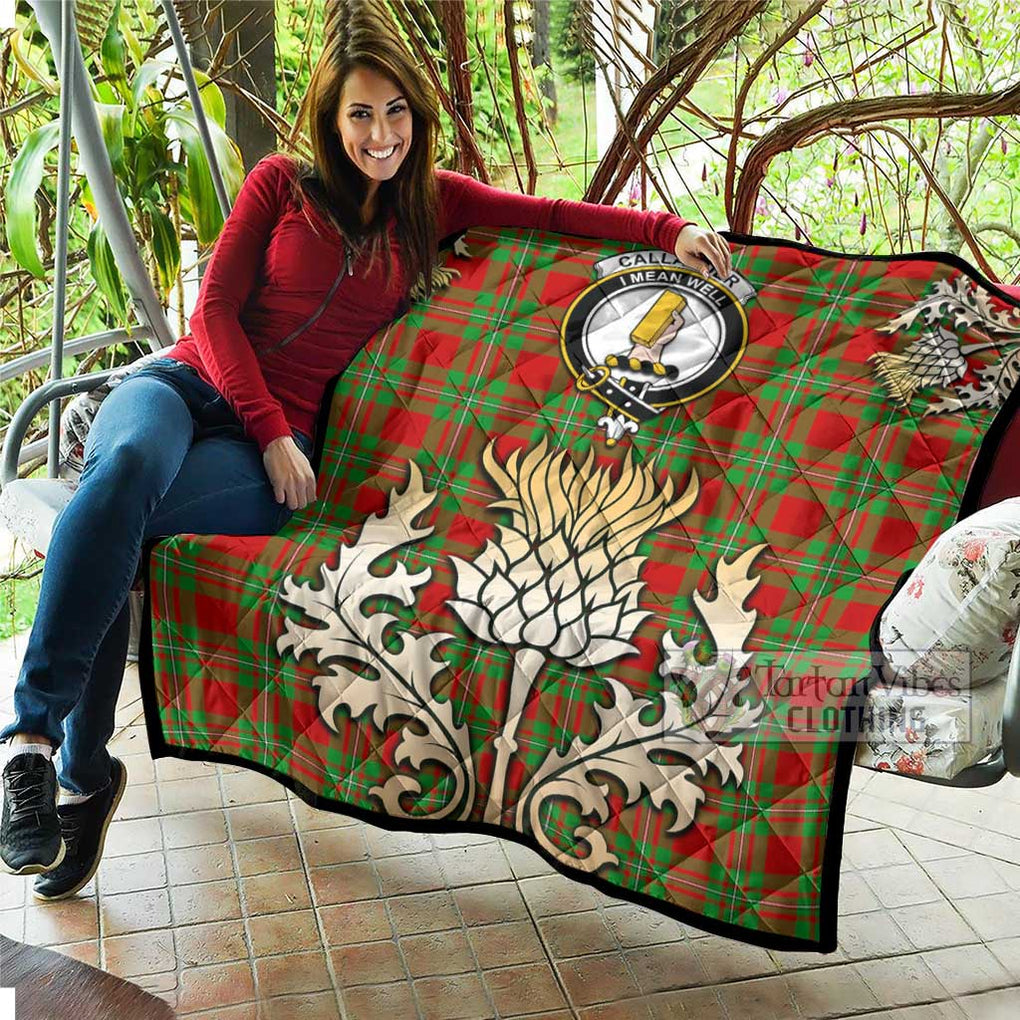 Tartan Vibes Clothing Callander Tartan Quilt with Family Crest and Golden Thistle Style