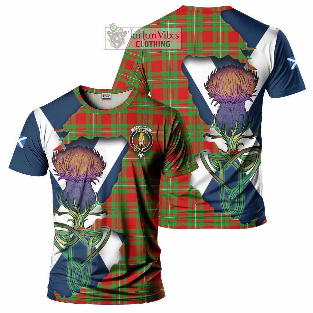 Tartan Vibes Clothing Callander Tartan Family Crest T-Shirt Scottish Thistle Celtic Inspired
