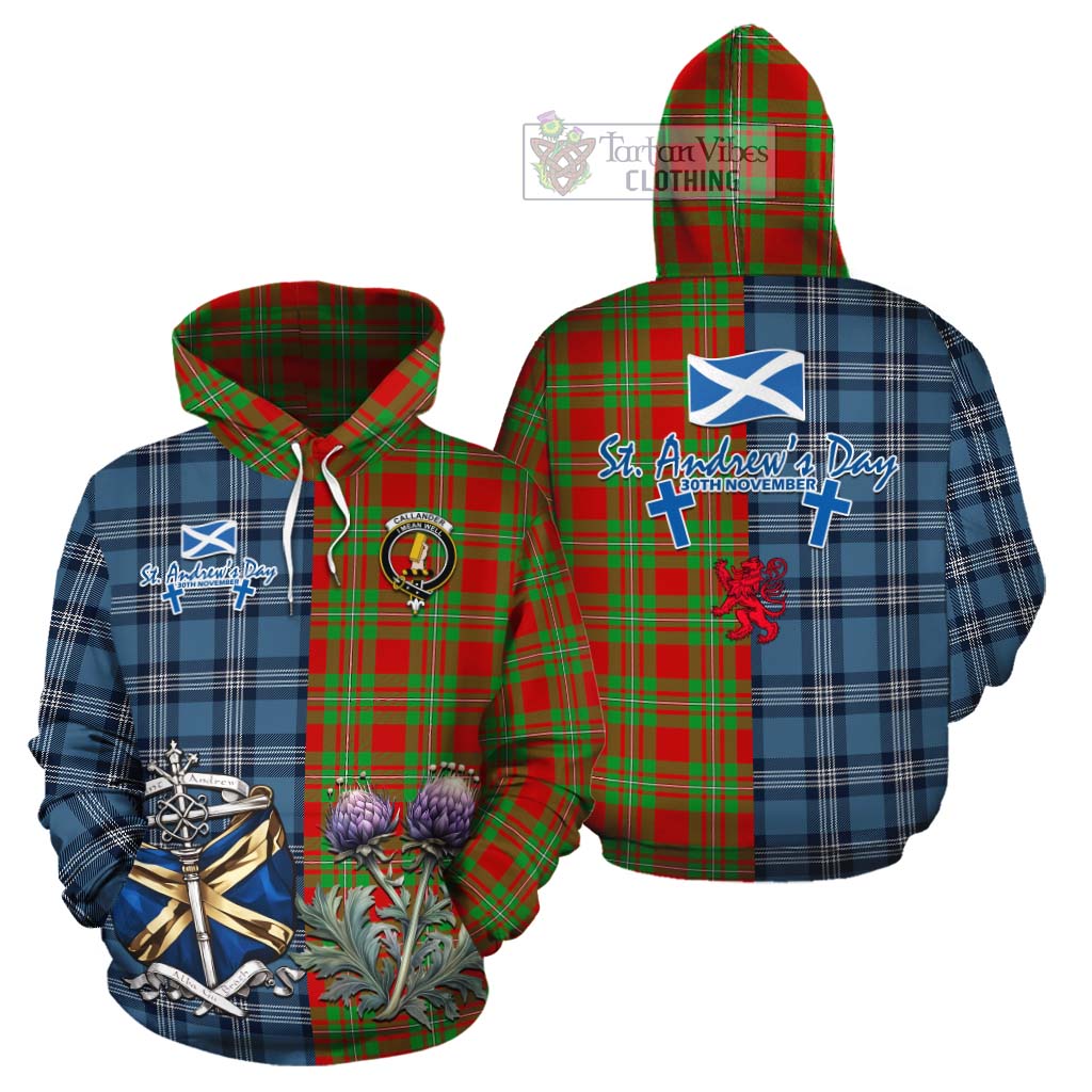 Callander Tartan Cotton Hoodie Happy St. Andrew's Day Half Tartan Style Zip Hoodie - Tartan Vibes Clothing