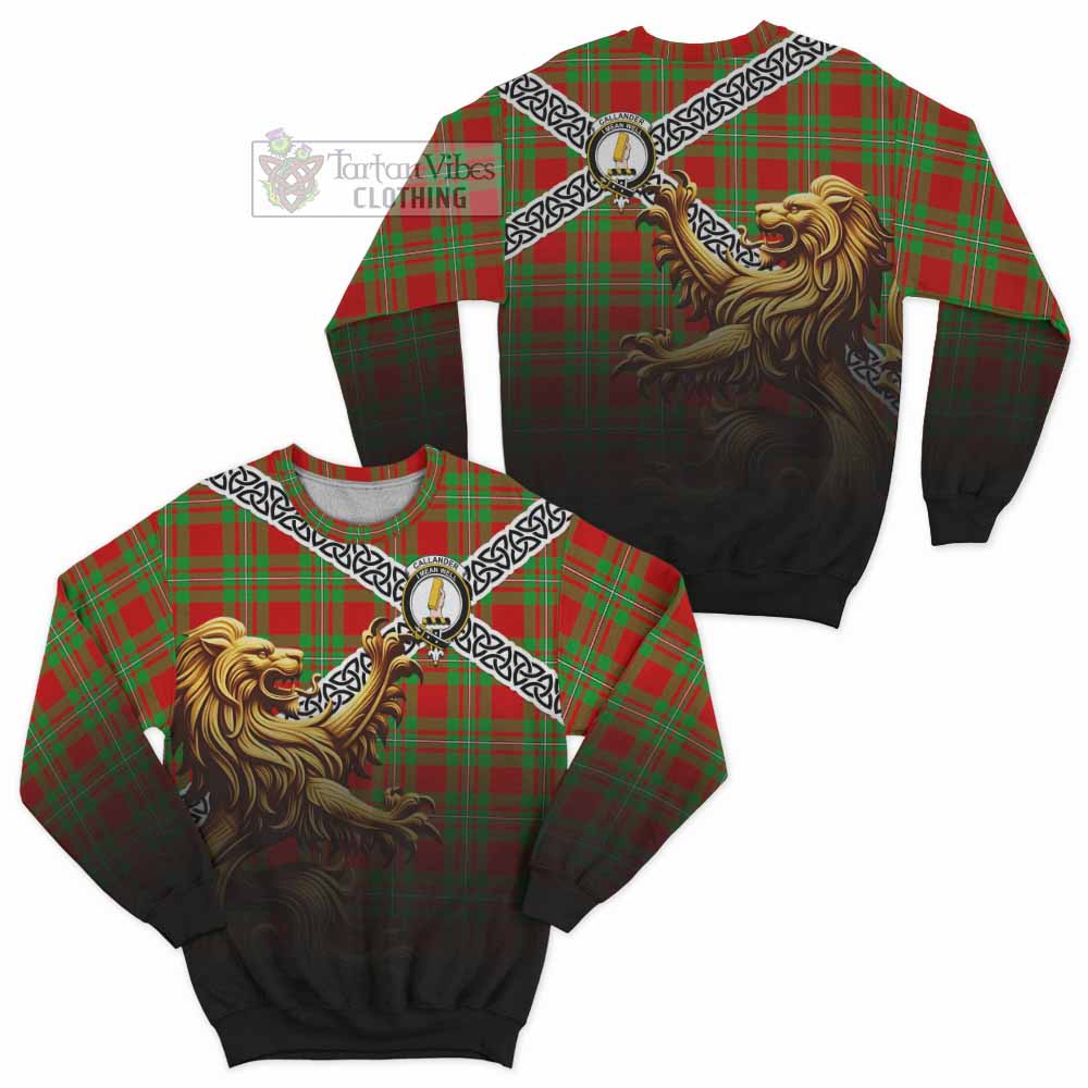 Callander Crest Tartan Sweatshirt with Golden Lion Emblem Celtic Style - Tartan Vibes Clothing