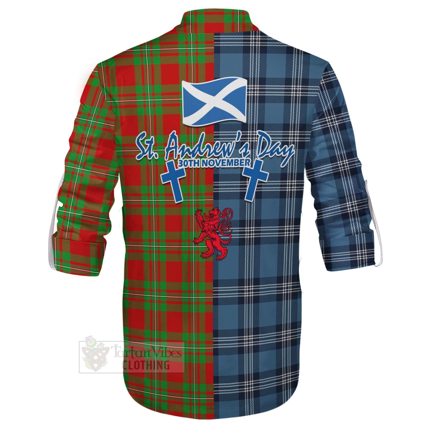 Callander Tartan Ghillie Kilt Shirt Happy St. Andrew's Day Half Tartan Style - Tartan Vibes Clothing