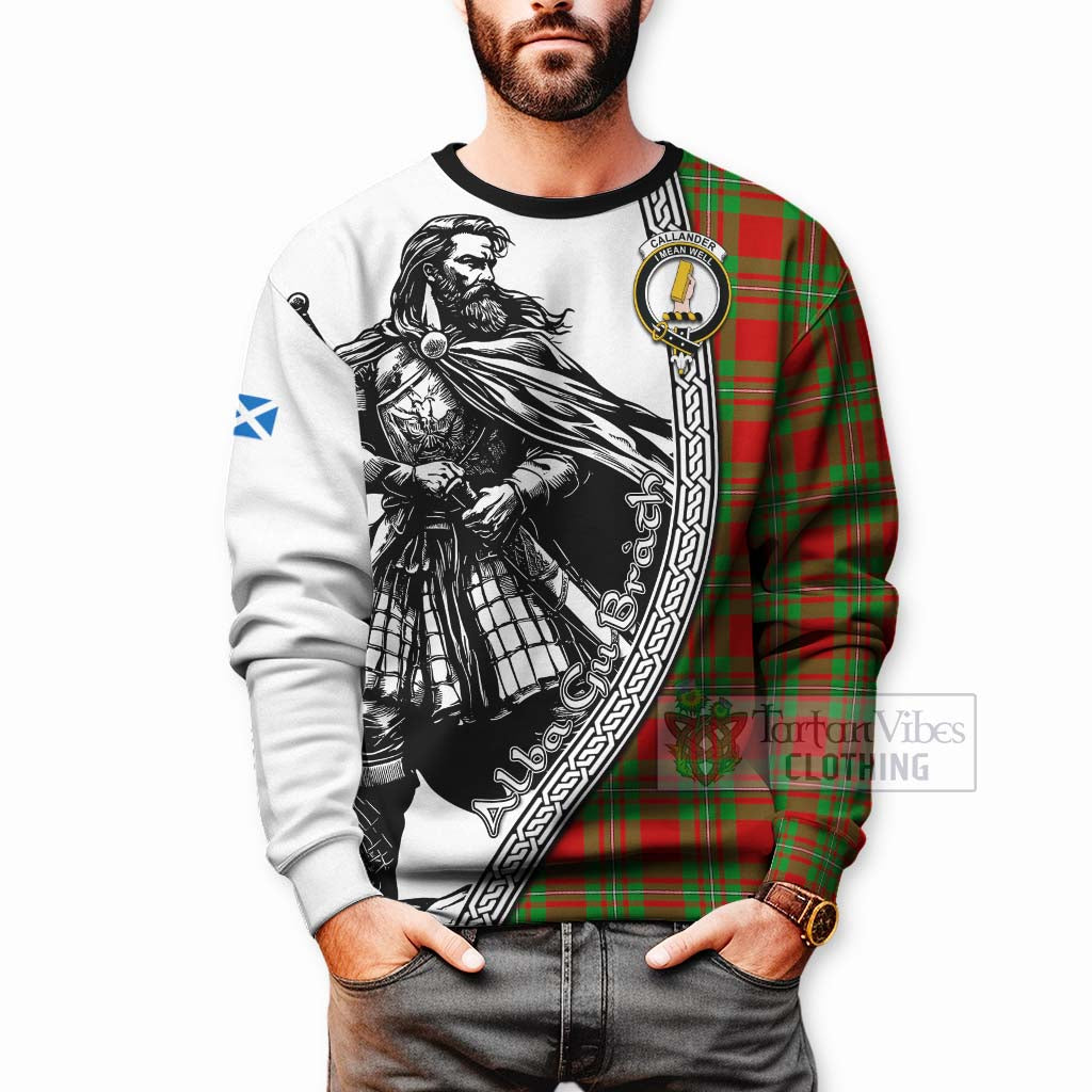 Callander Tartan Clan Crest Sweatshirt with Highlander Warrior Celtic Style - Tartan Vibes Clothing