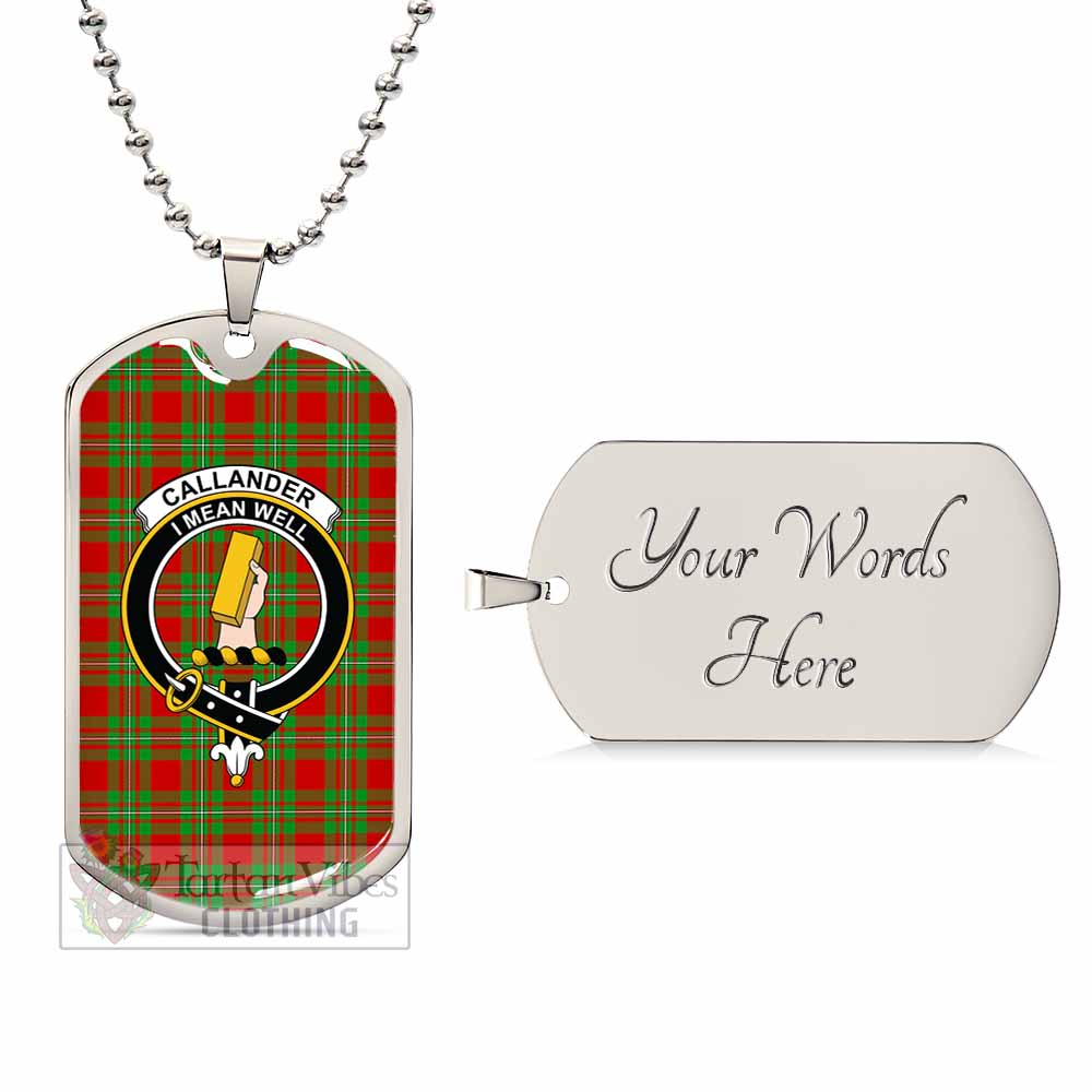 Callander Tartan Dog Tag Necklace with Family Crest Silver Yes - Tartan Vibes Clothing